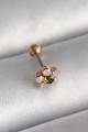 316L Çelik Gold Renk Zirkon Taşlı Çiçek Tragus Piercing - Lisinya