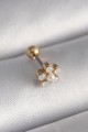 316L Çelik Gold Renk Zirkon Taşlı Çiçek Model Tragus Piercing - Lisinya