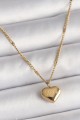 316L Çelik Gold Renk Zincir Love İşlemeli Kalp Figür Kadın Kolye - Lisinya