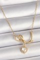 316L Çelik Gold Renk Zincir Zirkon Taşlı Düğüm Sallantı Kalp Model Kadın Kolye - Lisinya