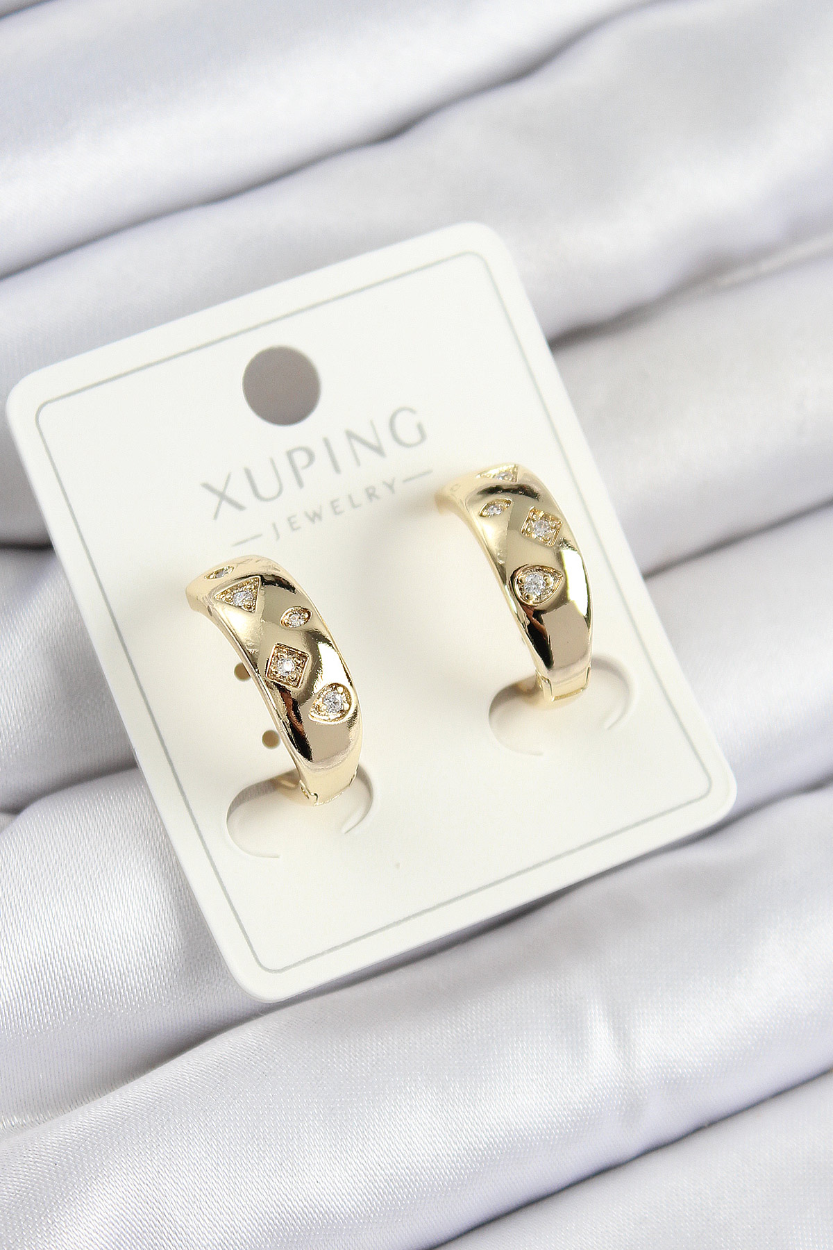 Xuping Zirkon Taşlı Halka Model Gold Renk Kadın Küpe - Lisinya