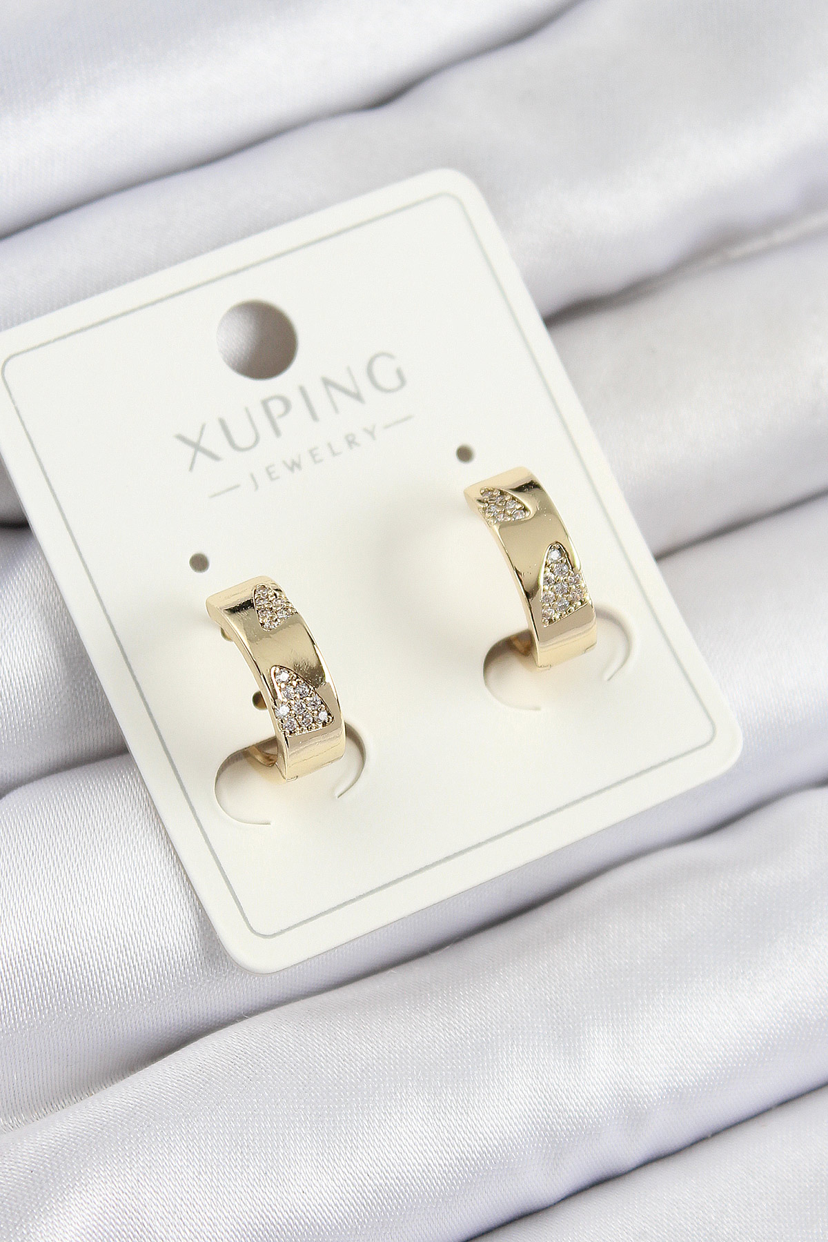 Xuping Zirkon Taşlı Desenli Halka Model Gold Renk Kadın Küpe - Lisinya