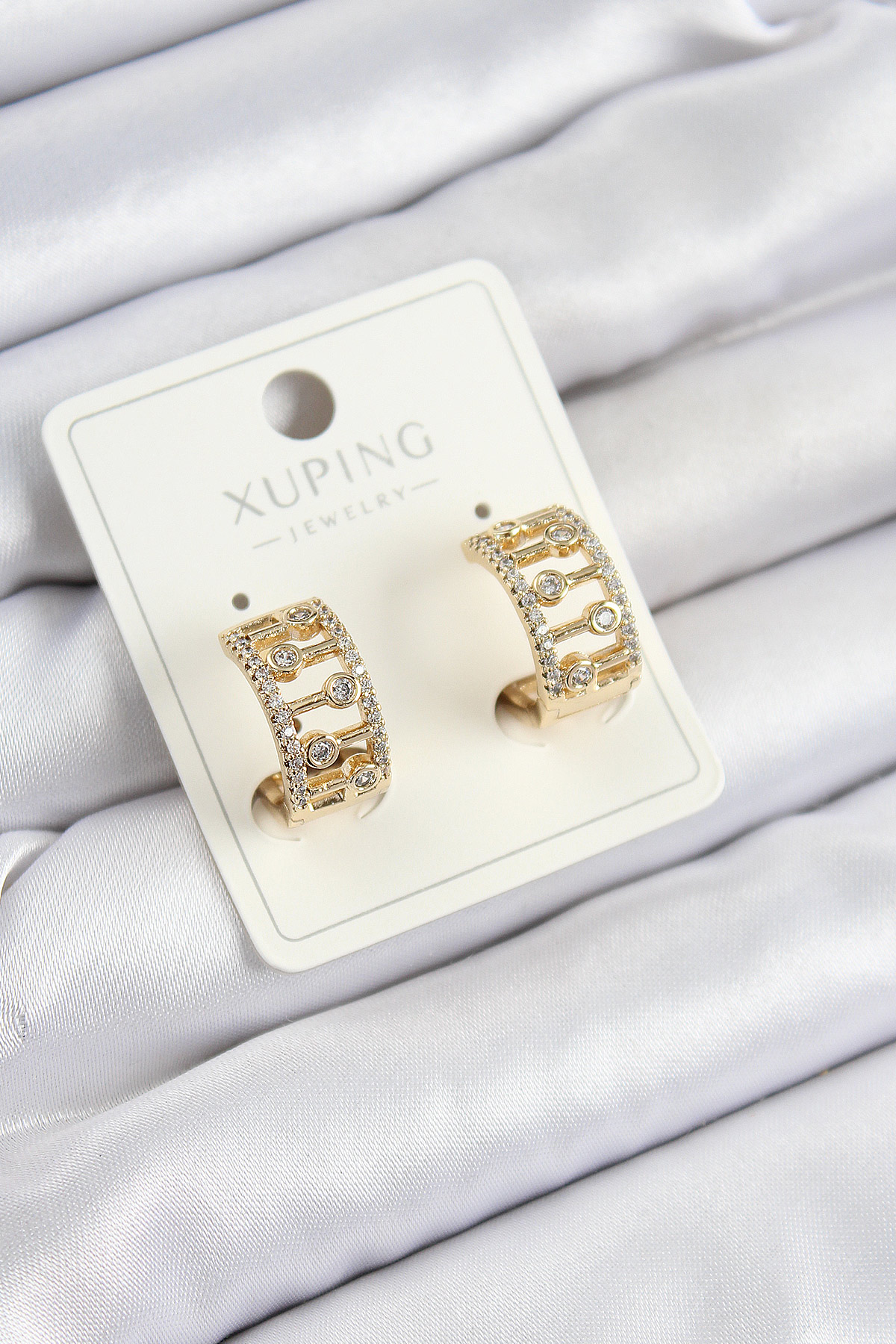 Xuping Zirkon Taşlı Çit Halka Model Gold Renk Kadın Küpe - Lisinya