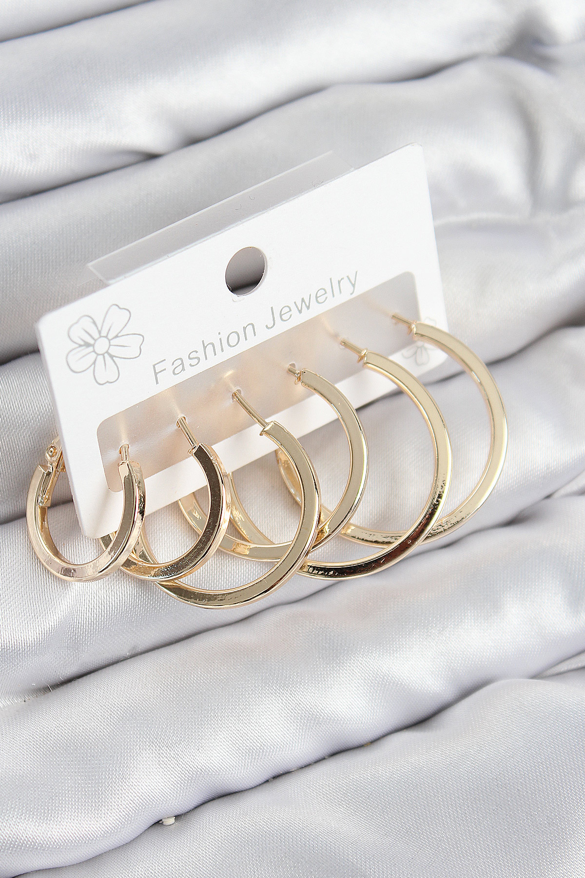 Pirinç Halka Model Gold Renk Kadın Set Küpe - Lisinya