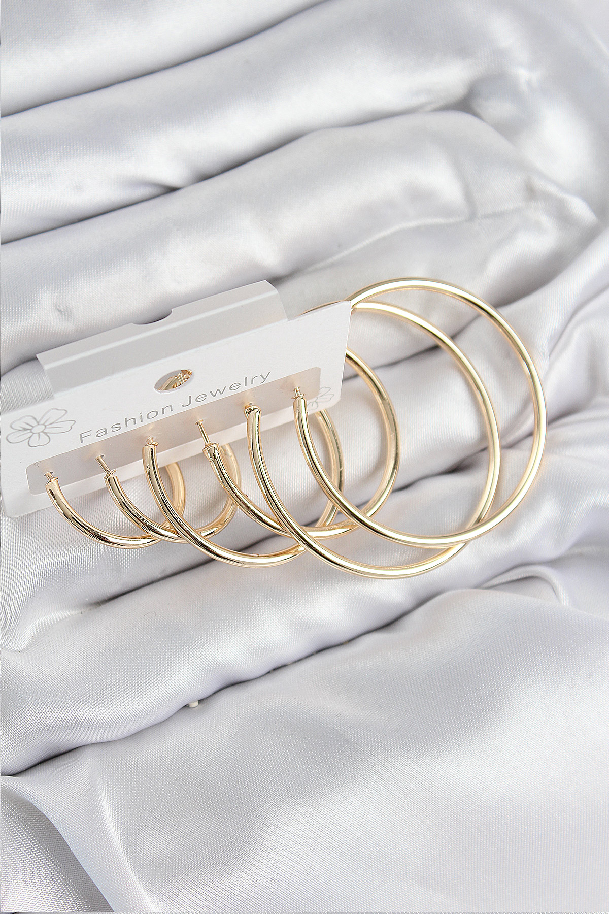 Pirinç Halka Model Gold Renk Kadın Set Küpe - Lisinya