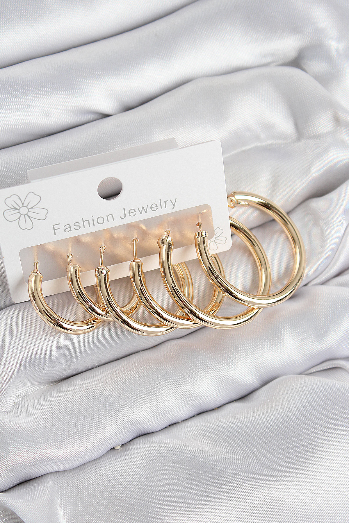 Pirinç Halka Model Gold Renk Kadın Set Küpe - Lisinya