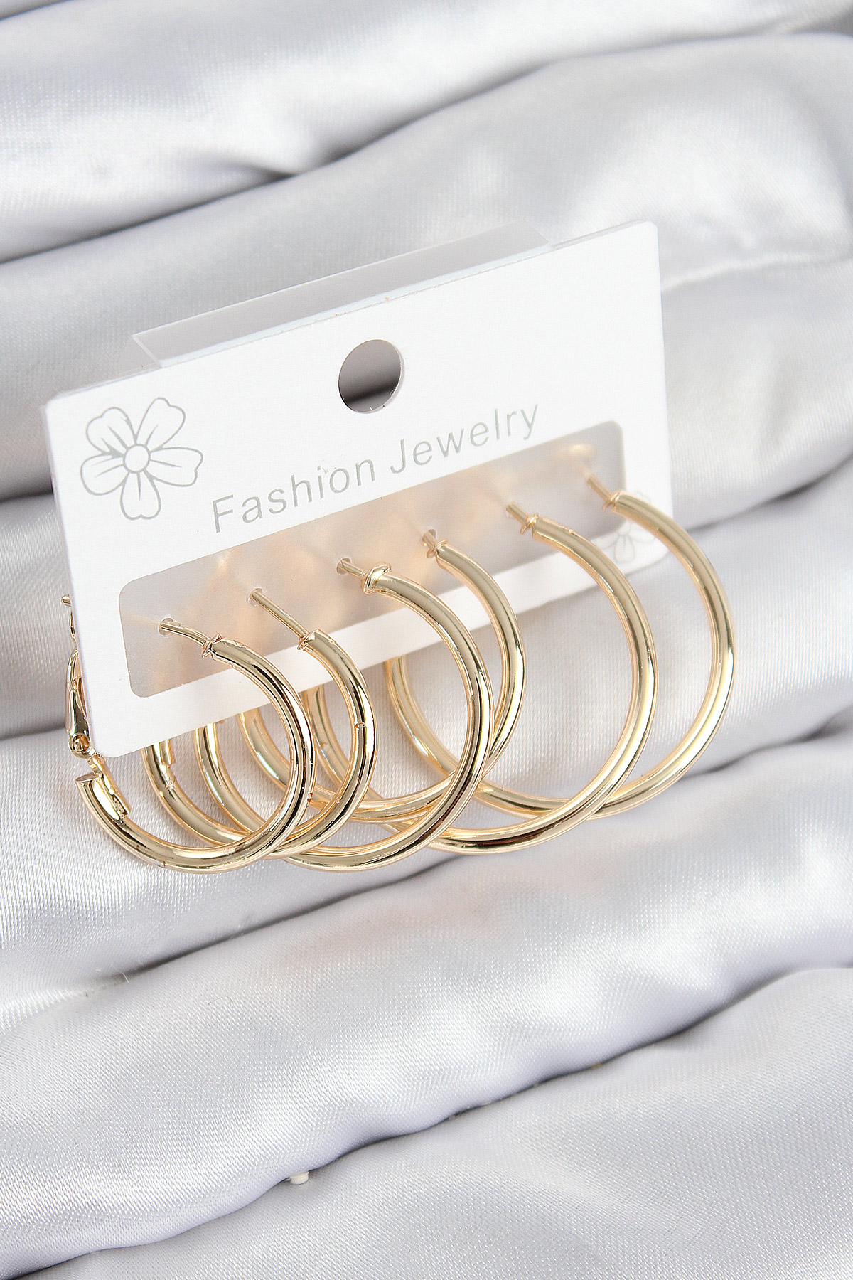 Pirinç Halka Model Gold Renk Kadın Set Küpe - Lisinya