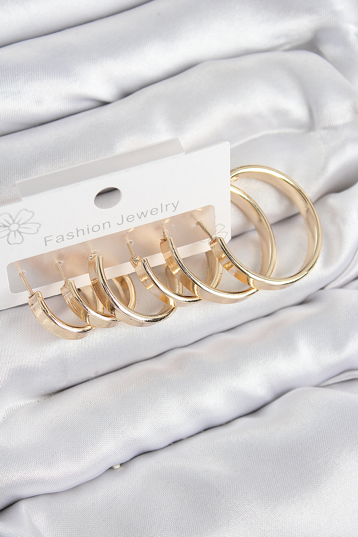 Pirinç Halka Model Gold Renk Kadın Set Küpe - Lisinya
