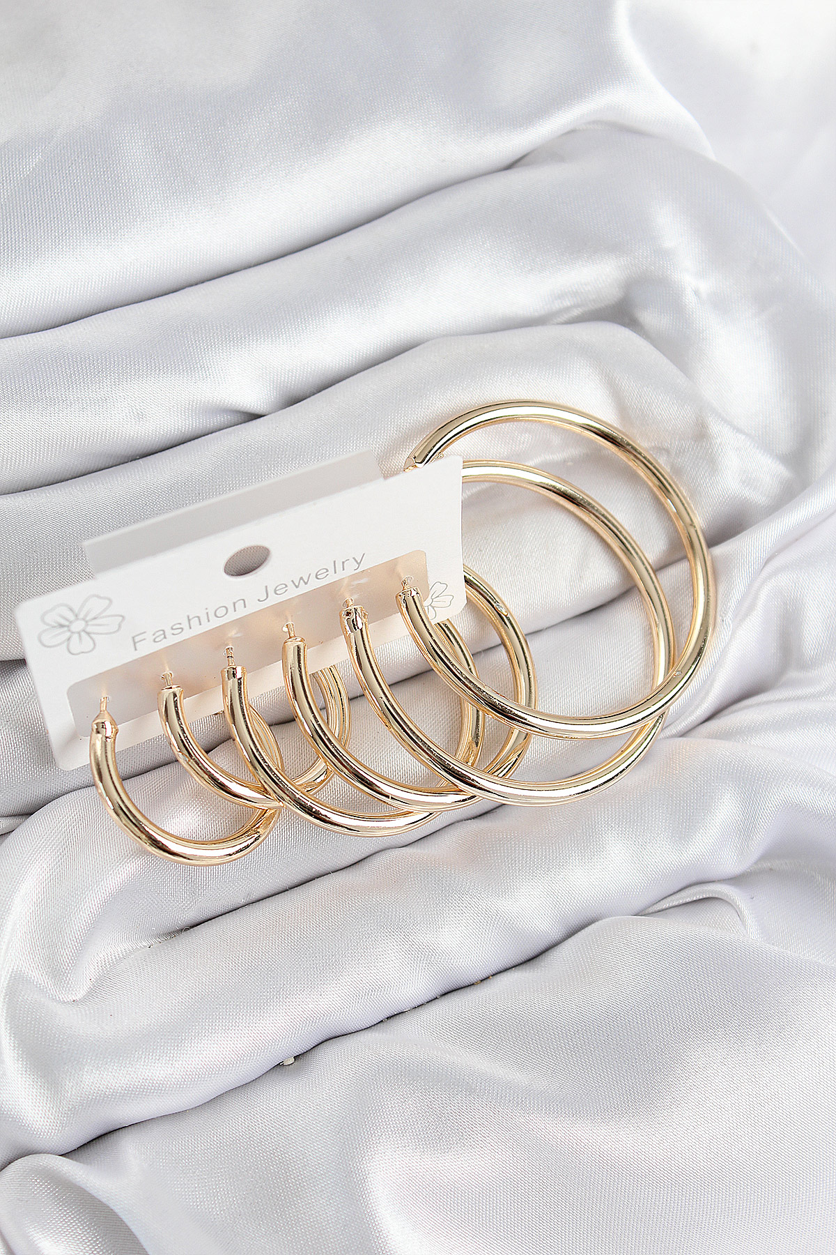 Pirinç Halka Model Gold Renk Kadın Set Küpe - Lisinya