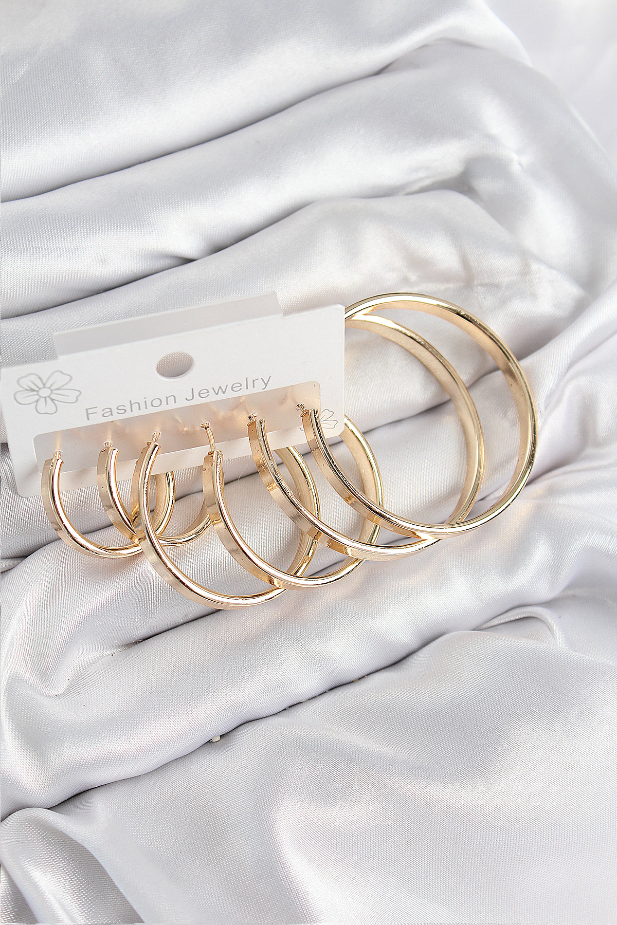 Pirinç Halka Model Gold Renk Kadın Set Küpe - Lisinya