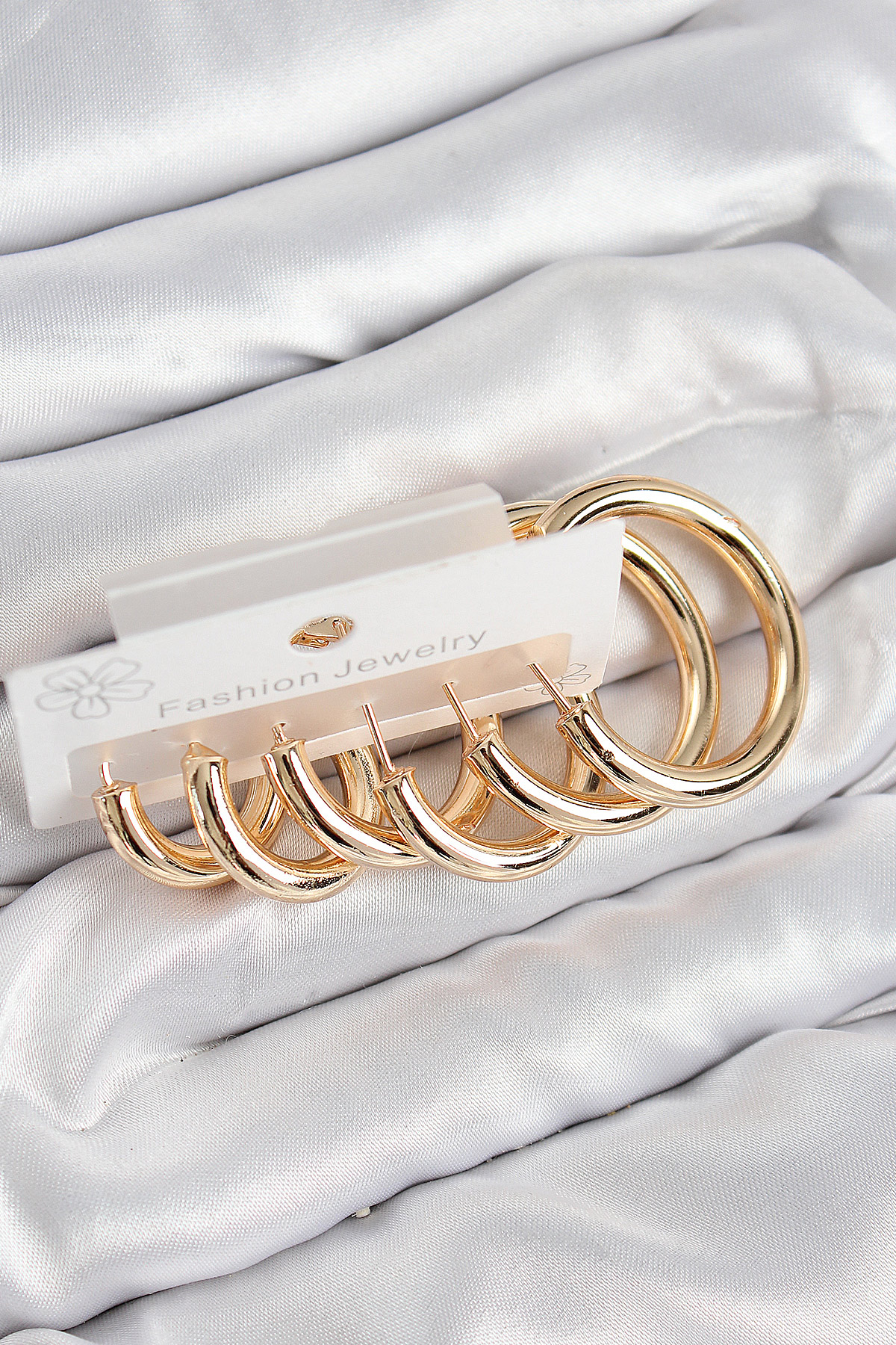 Pirinç Halka Model Gold Renk Kadın Set Küpe - Lisinya