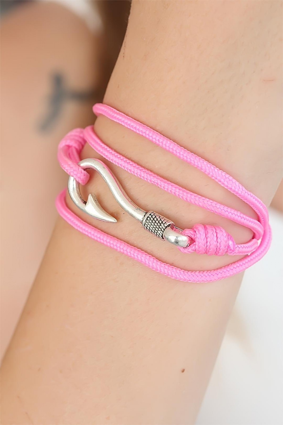 Pembe Renk Gümüş Metal Kancalı Bayan Çoklu Bileklik - Lisinya