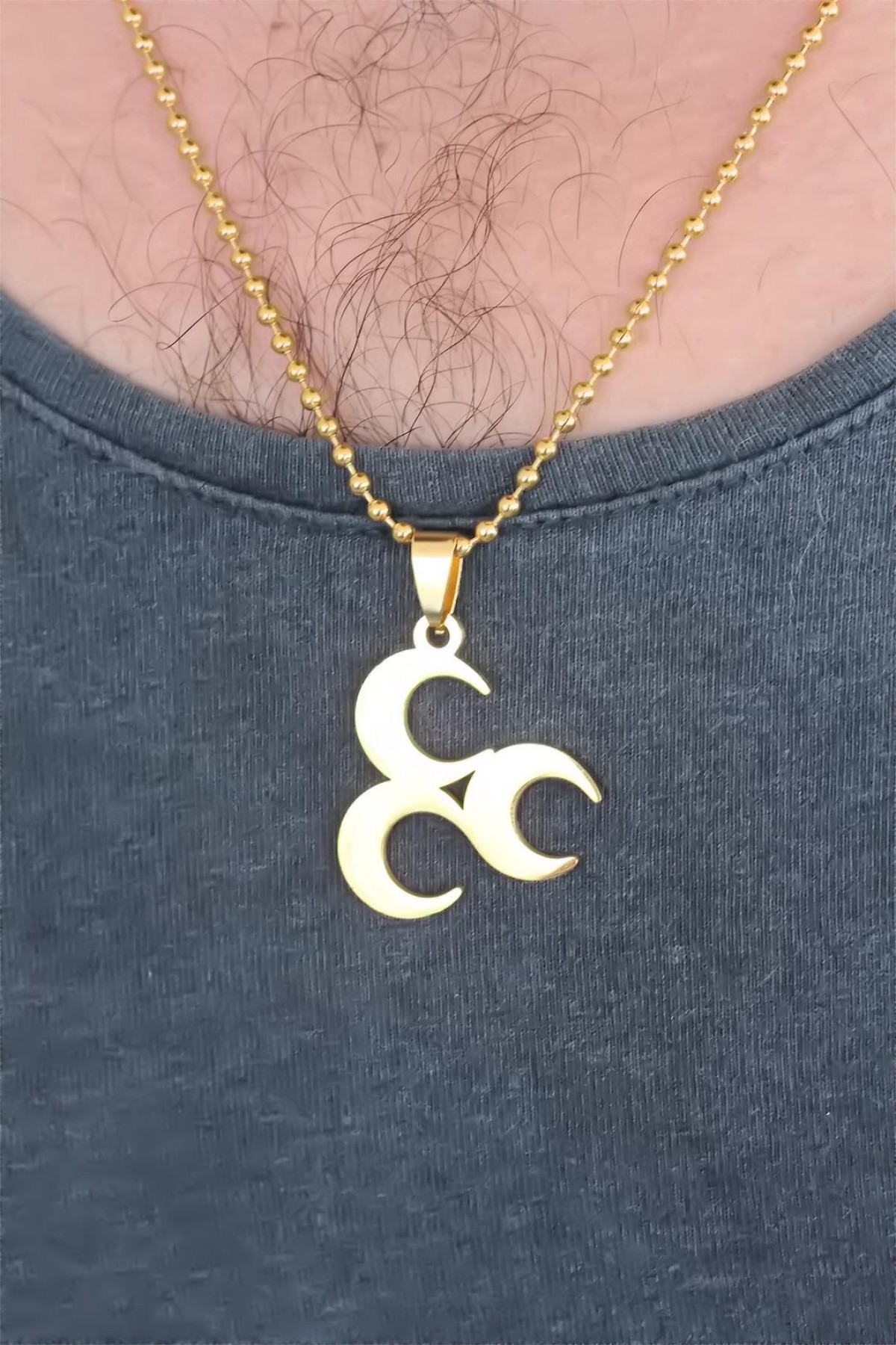 Gold Renk Metal 3 Hilal Figürlü Erkek Kolye - Lisinya Gold Renk Metal 3 Hilal Figürlü Erkek Kolye - Lisinya