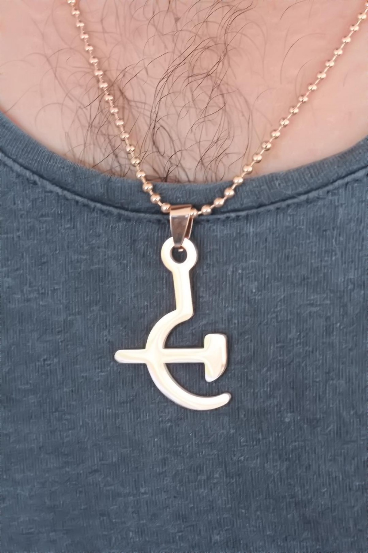 Rose Renk Metal Orak ve Balta Figürlü Erkek Kolye - Lisinya