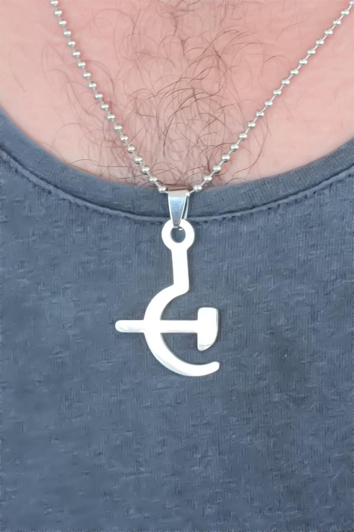 Silver Renk Metal Orak ve Balta Figürlü Erkek Kolye - Lisinya