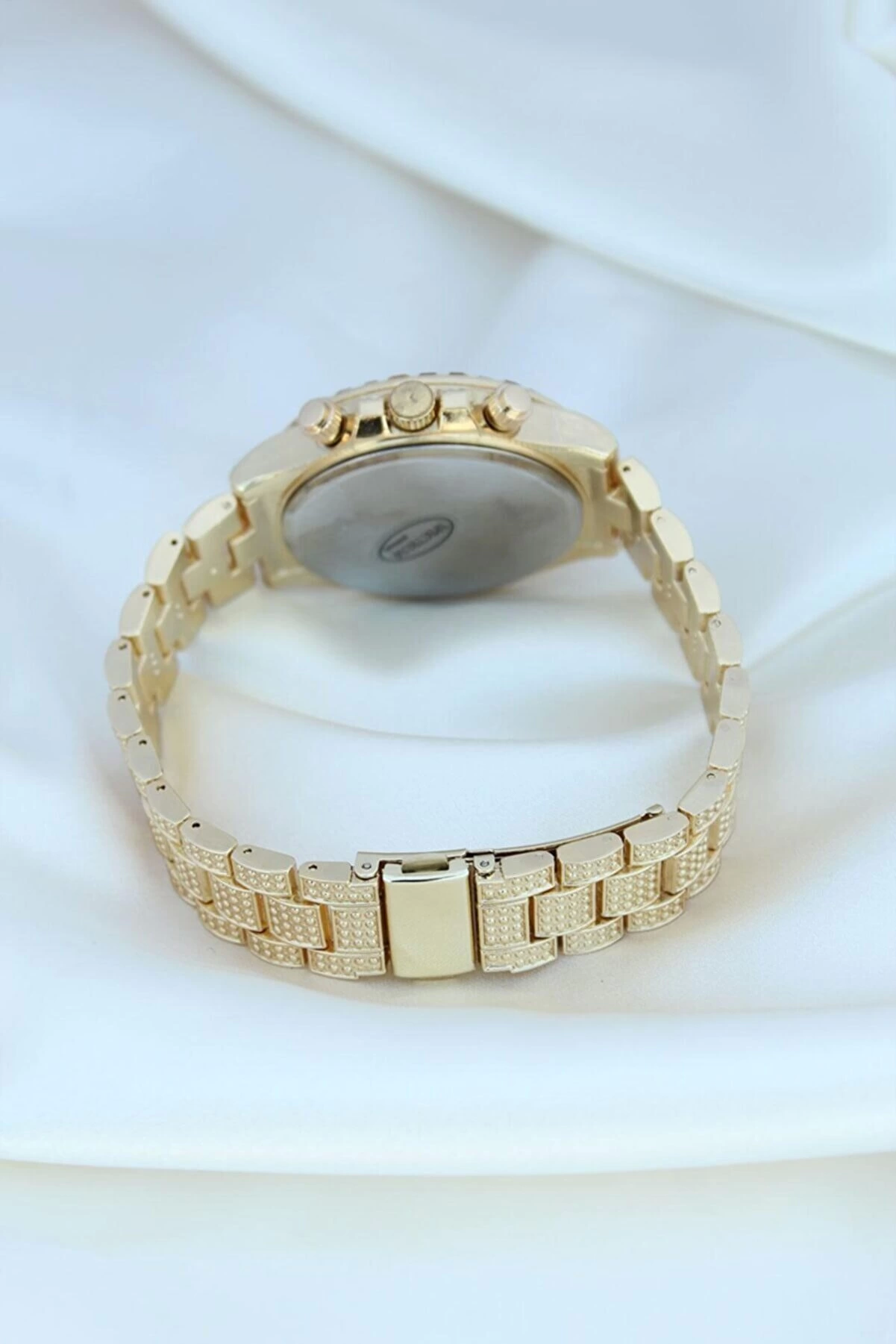 Clariss Trend Gold Metal Kordonlu Zirkon Taş Kaplama Renkli Taşlı Kasa Tasarımlı Lüx Kadın Kol Saati ( Lisinya )