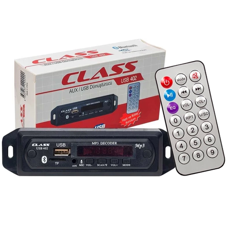 Class Usb-402 Bluetooth/aux Usb/sd/mmc Mıkrofonlu Kumandalı Oto Teyp Çevirici Dijital Player ( Lisinya )