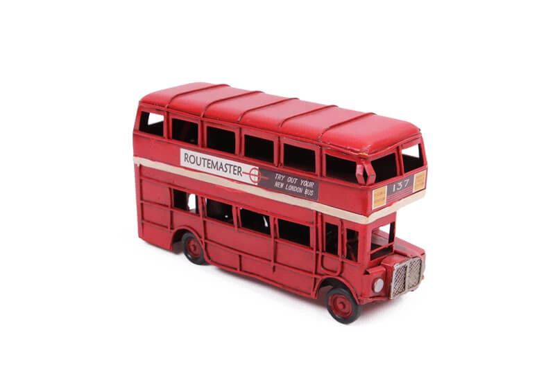 Vintage Tasarım Dekoratif Metal Araba Londra Şehir Otobüsü ( Lisinya )
