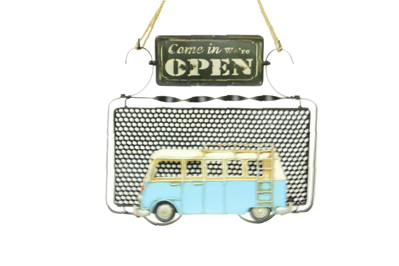Vintage Tasarım Dekoratif Metal Kapı Yazısı Minibüs Dekorlu ( Lisinya )