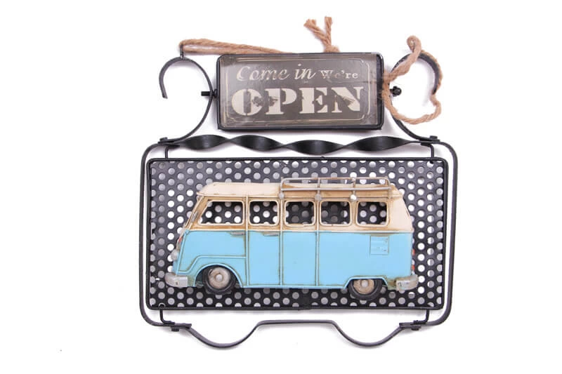Vintage Tasarım Dekoratif Metal Kapı Yazısı Minibüs Dekorlu ( Lisinya )