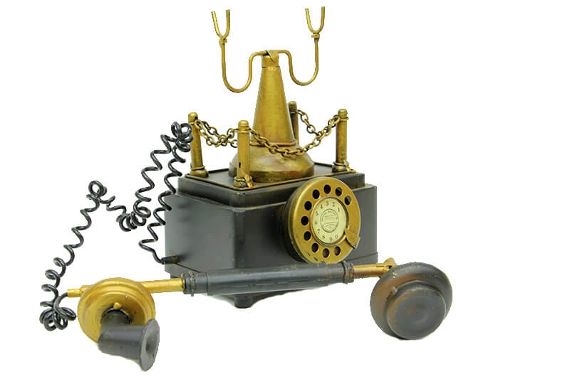 Vintage Tasarım Dekoratif Metal Telefon Kumbaralı ( Lisinya )