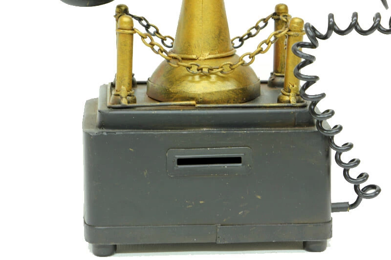 Vintage Tasarım Dekoratif Metal Telefon Kumbaralı ( Lisinya )
