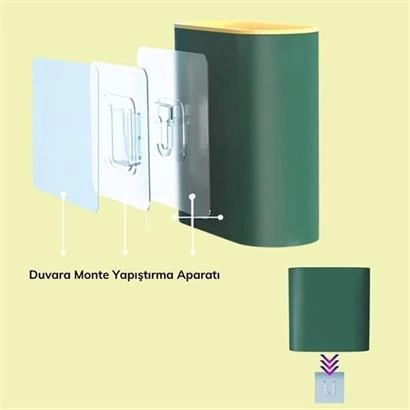 Duvara Monte Edilebilir Kapaklı Askılı Klozet Yumuşak Silikon Başlıklı Tuvalet Fırçası Seti ( Lisinya )