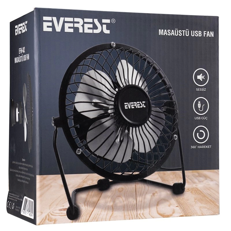 Everest Efn-482 Masaüstü Metal Siyah Fan ( Lisinya )