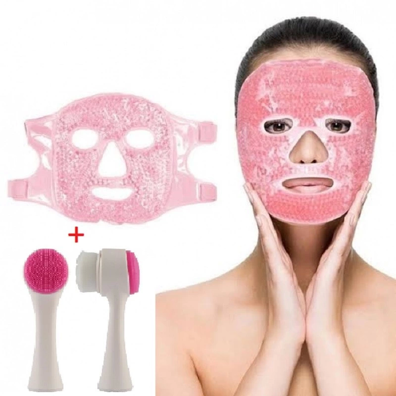 Jel Buz Paketi Yüz Maskesi Baş Ağrısı Yastık Kozmetik Maske + Çift Taraflı Cilt Fırçası ( Lisinya )