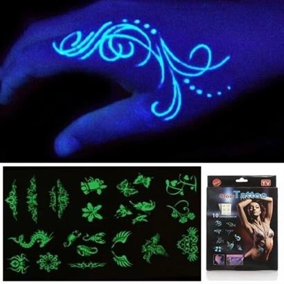 Kanserojen Madde İçermeyen Geçici Fosforlu Dövme Sticker Seti ( Lisinya )