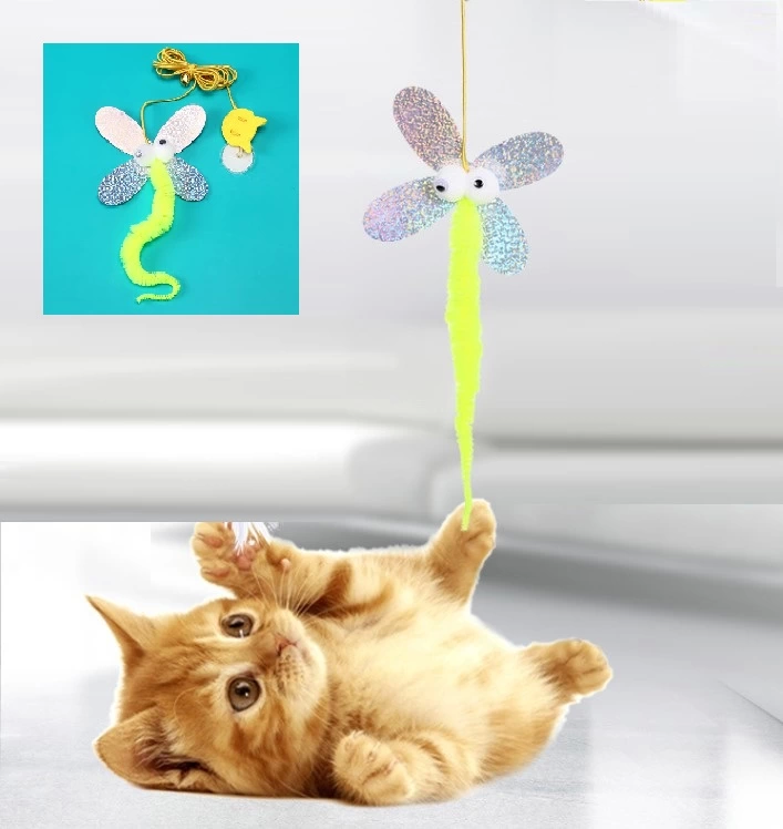Pratik Kelebek Model Elastik Kendinden Yapışkanlı Kedi Oyun Oltası ( Lisinya )