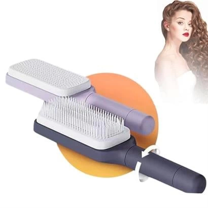 Kendini Temizleyen Elektriklenmeyi Önleyen Statik Masaj Etkili Saç Fırçası Tarak ( Lisinya )