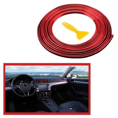 Kırmızı Araba Oto trim Dekorasyon Şeridi Kauçuk Elastik Kolay Kurulum 5 Metre Şerit Bant ( Lisinya )