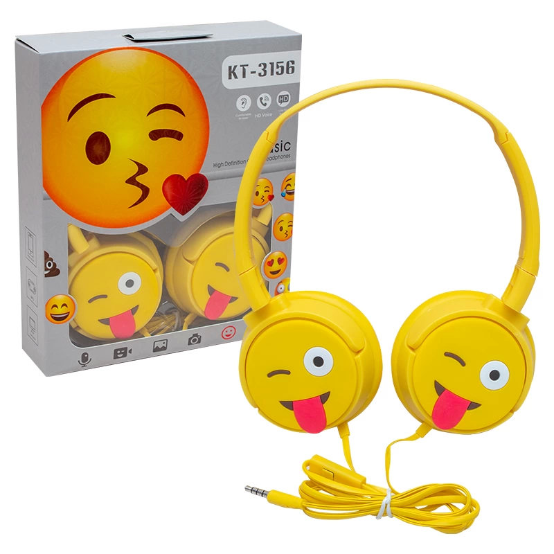 Kt-3156 3.5mm Jacklı Kablolu Kulak Üstü Emoji Kulaklık ( Lisinya )