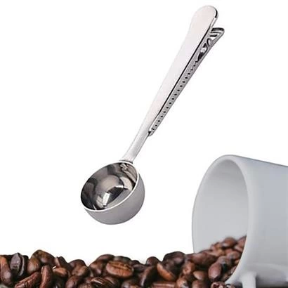 Mandallı Kahve Ölçü Kaşığı Silver Çok Fonksiyonlu Paslanmaz Çelik Kaşık ( Lisinya )