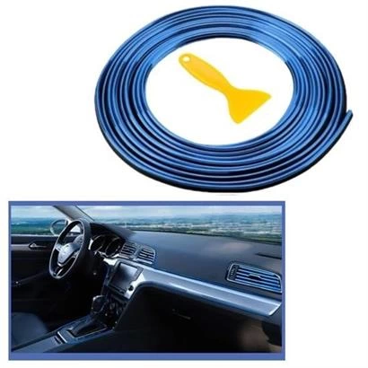 Mavi Araba Oto trim Dekorasyon Şeridi Kauçuk Elastik Kolay Kurulum 5 Metre Şerit Bant ( Lisinya )