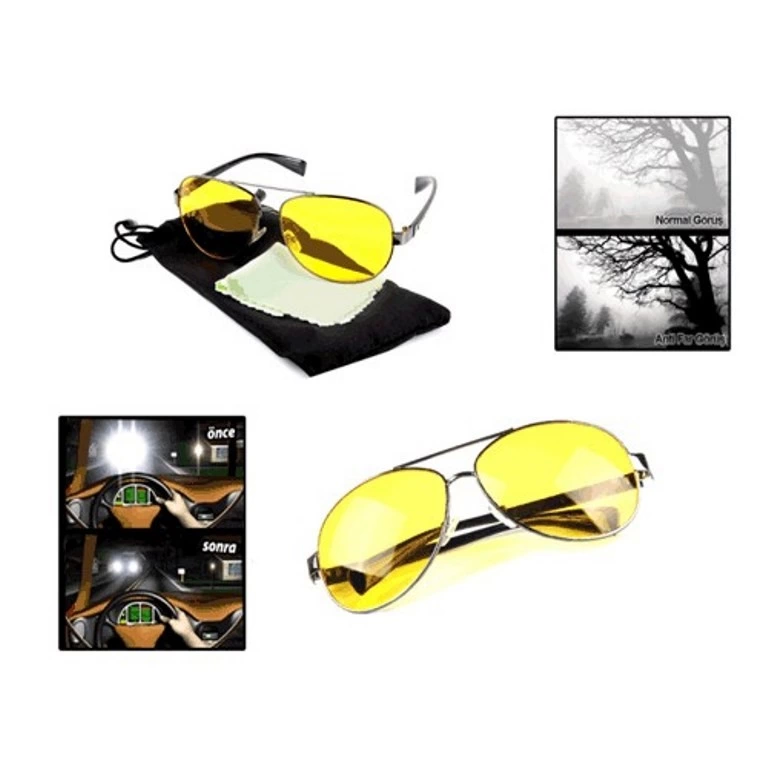 Metal Çerçeveli Anti Far Gece Görüş Gözlüğü (damla Modeli) ( Lisinya )