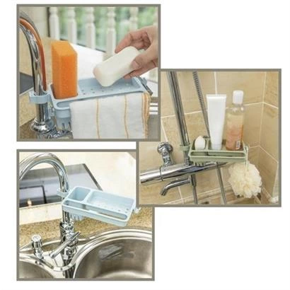 Musluğa Takılan Sünger Havlu Askılı Sabun Hazneli Mutfak Banyo Lavabo Düzenleyici Organizer ( Lisinya )