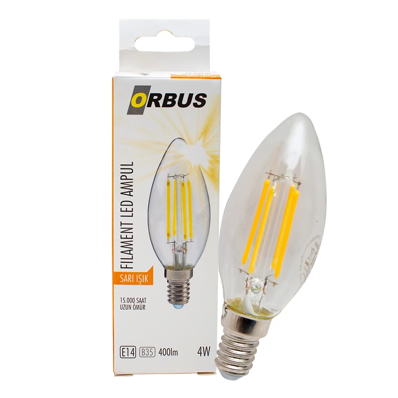 Orbus Orb-bc3 Fılament Bulb B35 E14 4 Watt 400 Lümen Sarı Led Ampül ( Lisinya )