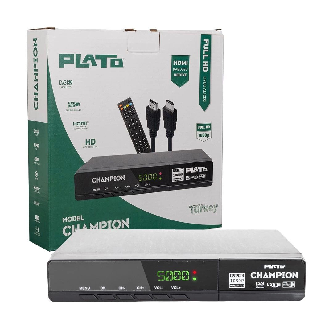 Plato Champıon Kasalı Full Hd Uydu Alıcısı Scart+hdhdmı Kablo Dahil ( Lisinya )