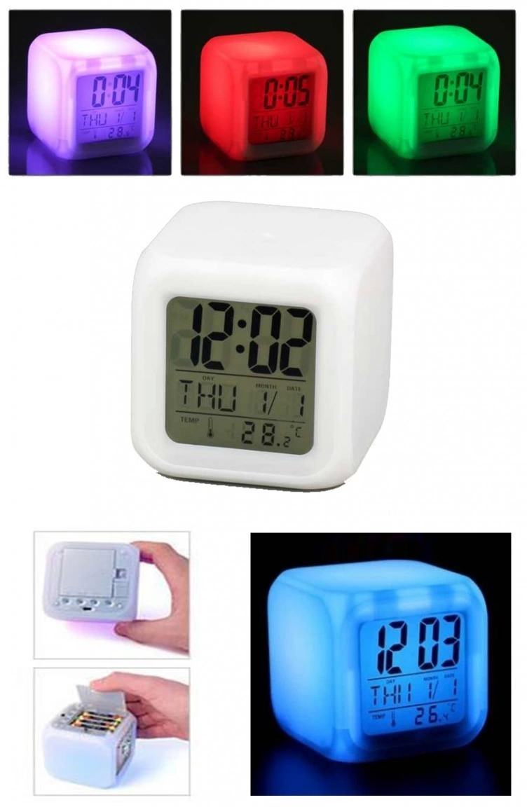 Renk Değiştiren Dijital Alarm Küp Saat ( Lisinya )
