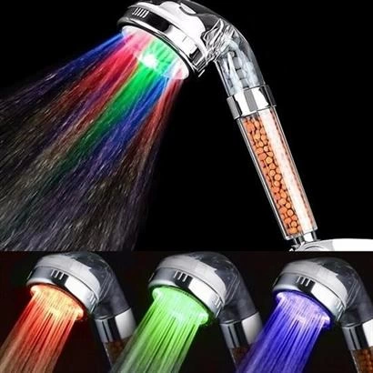 Renk Değiştiren Led Işıklı Su Tasarruflu Basınçlı Duş Başlığı ( Lisinya )