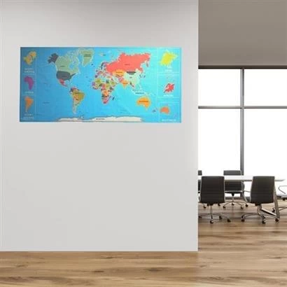 Renkli atlas Dünya haritası Manyetik Yapıştırıcı Gerektirmeyen Duvar Stickerı 118 Cm * 56 Cm ( Lisinya )