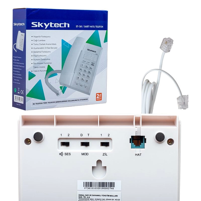 Skytech St-361 Kablolu Ekransız Telefon Siyah*beyaz ( Lisinya )
