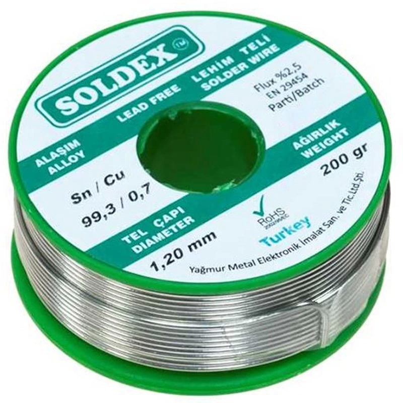 Soldex Kurşunsuz 1.2mm 200 Gram Lehim Teli Sn99.3/cu 0.7 ( Lisinya )