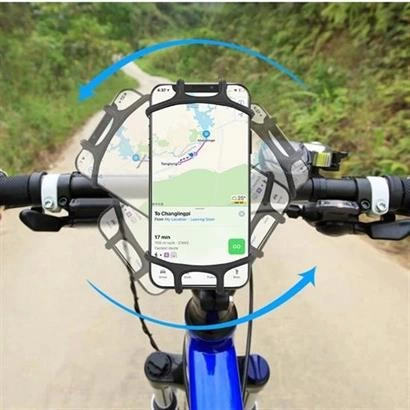 Universal Bisiklet Motosiklet Çocuk Arabası Silikon 360 Derece Telefon Tutucu Tüm Modellerle ( Lisinya )