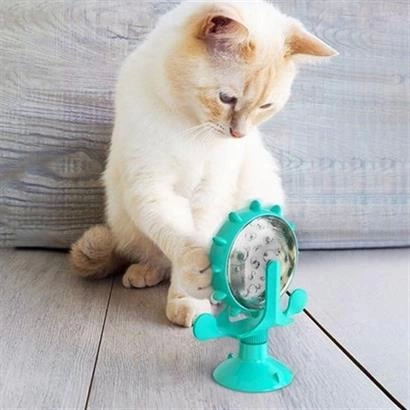 ® Vantuzlu Zilli İnteraktif Dönebilen Mama Kaplı Renkli Eğlenceli Eğitici Kedi Oyuncağı ( Lisinya )