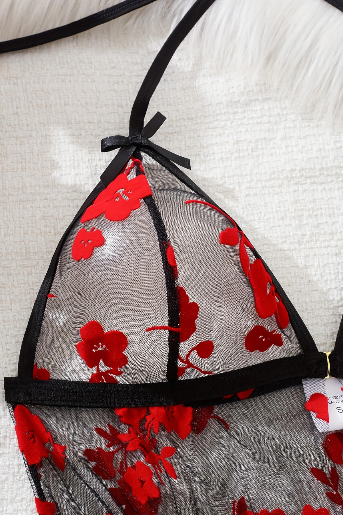 Çiçek Desenli Siyah Transparan Gecelik TM1319 Çiçek Desenli Siyah Transparan Gecelik TM1319