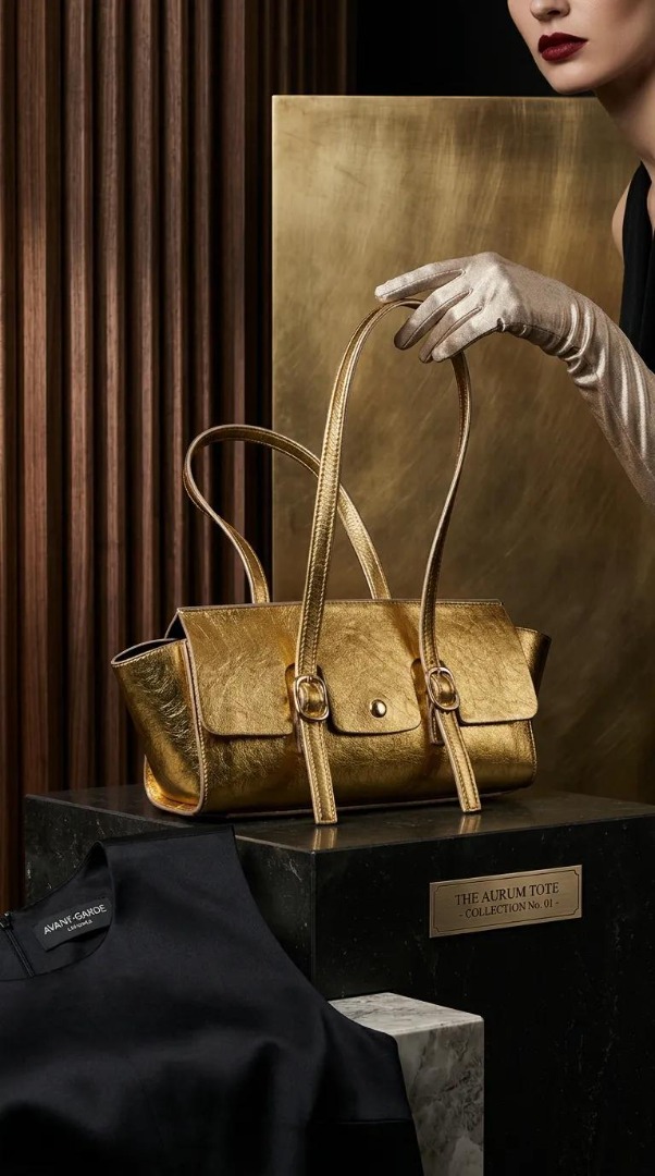 Parlak Gold Mini Omuz Çantası Yumuşak Deri Görünümlü Fermuarlı Kadın El ve Kol Çantası - Lisinya