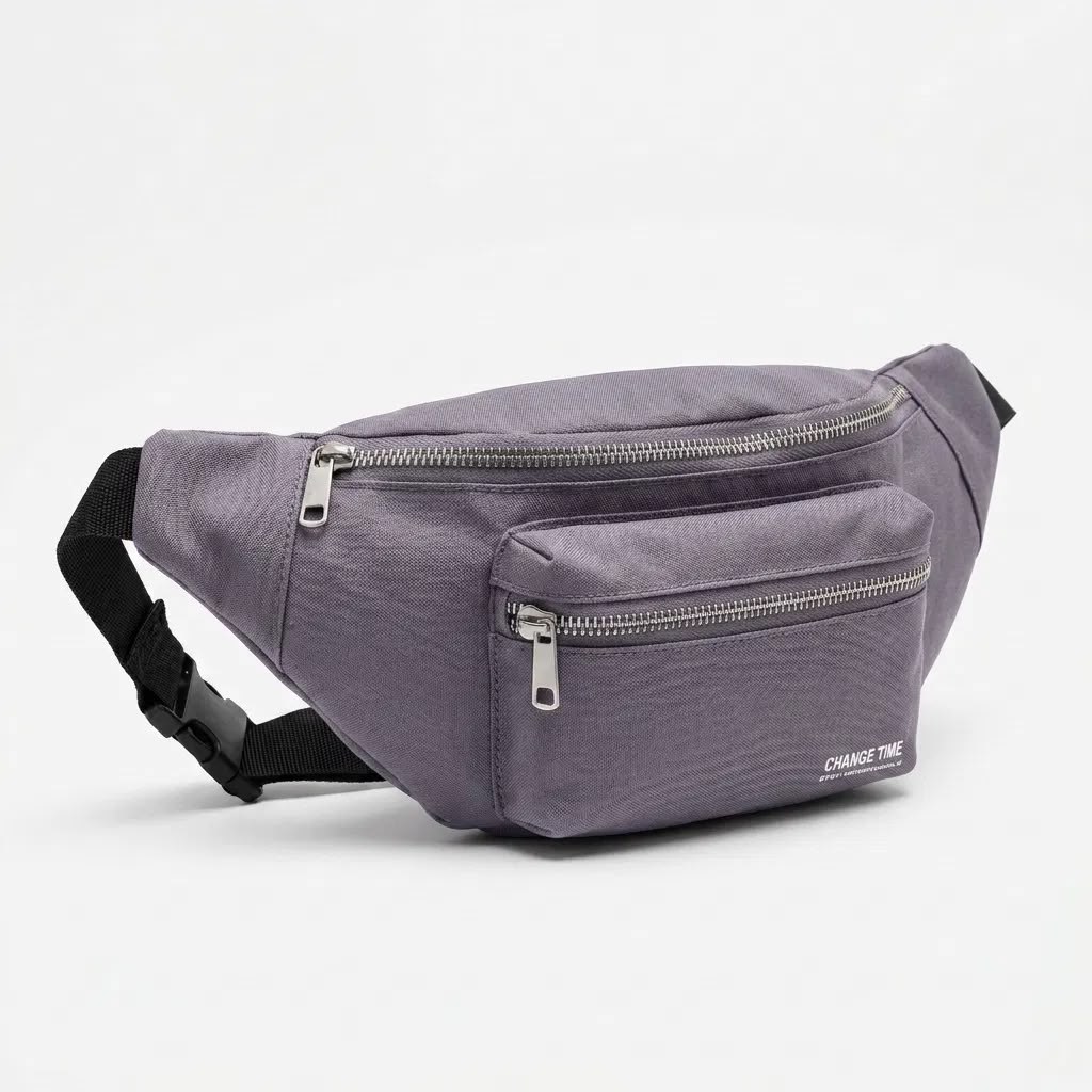 Lila Unisex Bel Çantası Çapraz Askılı Günlük Kullanım Fermuarlı 30x13 cm - Lisinya